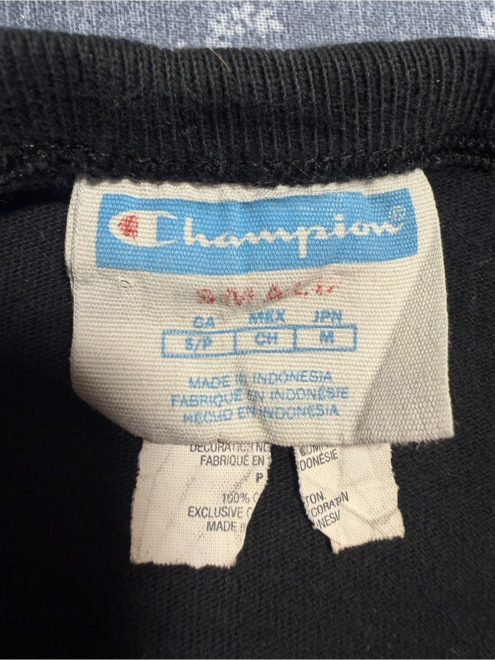 Vintage Y2K 90s Champion Neon Spellout Embroidered Black Tee 41" Chest 2000s - Picture 6 of 6